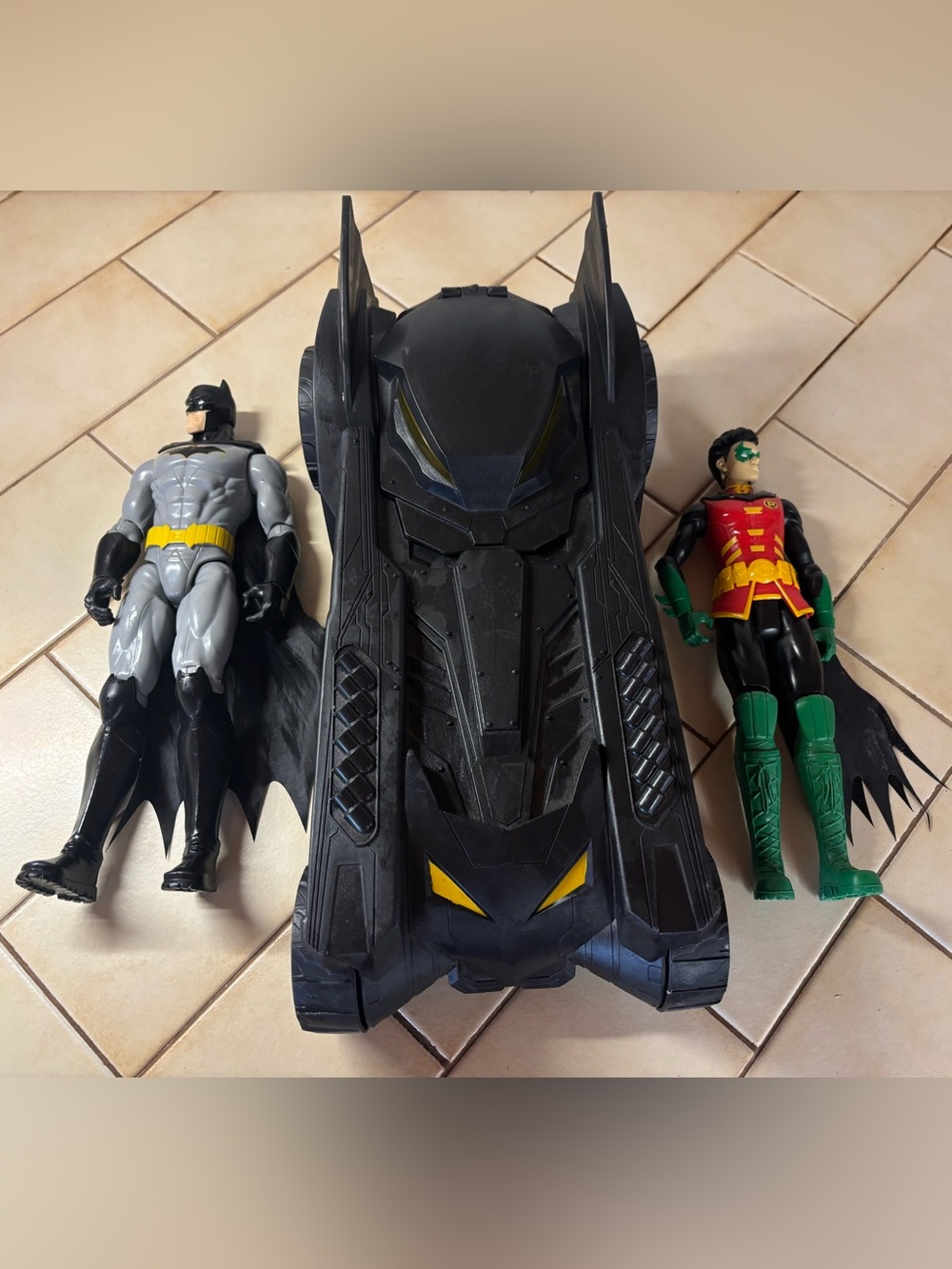 DC Comics Spin Master 16in Batman Batmobile with 11.5in Batman and Robin Action